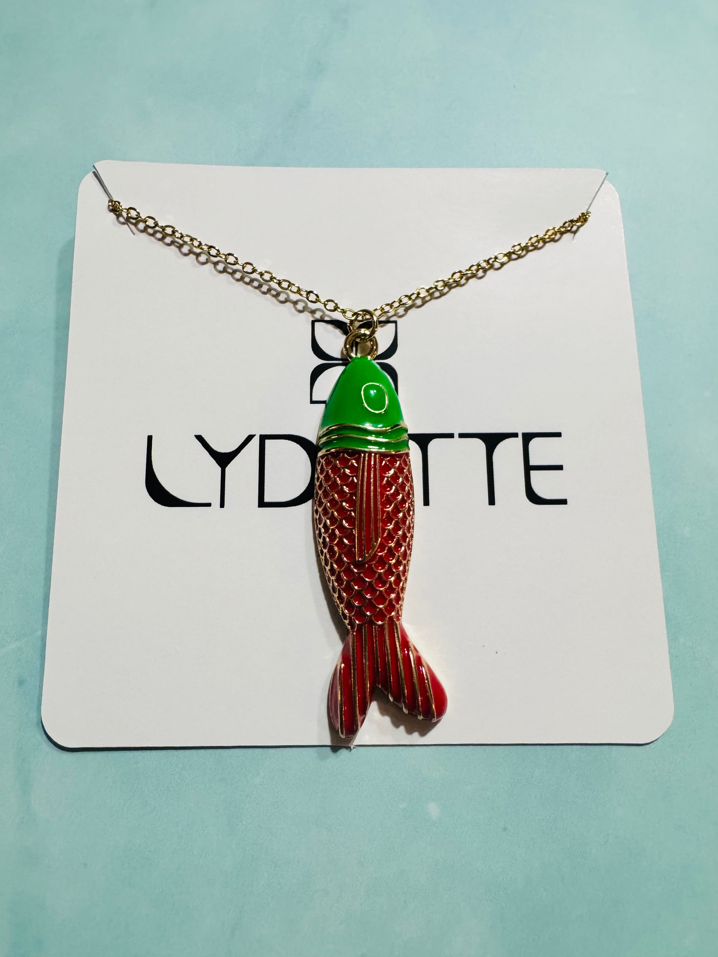 Red and Green Fish Necklace