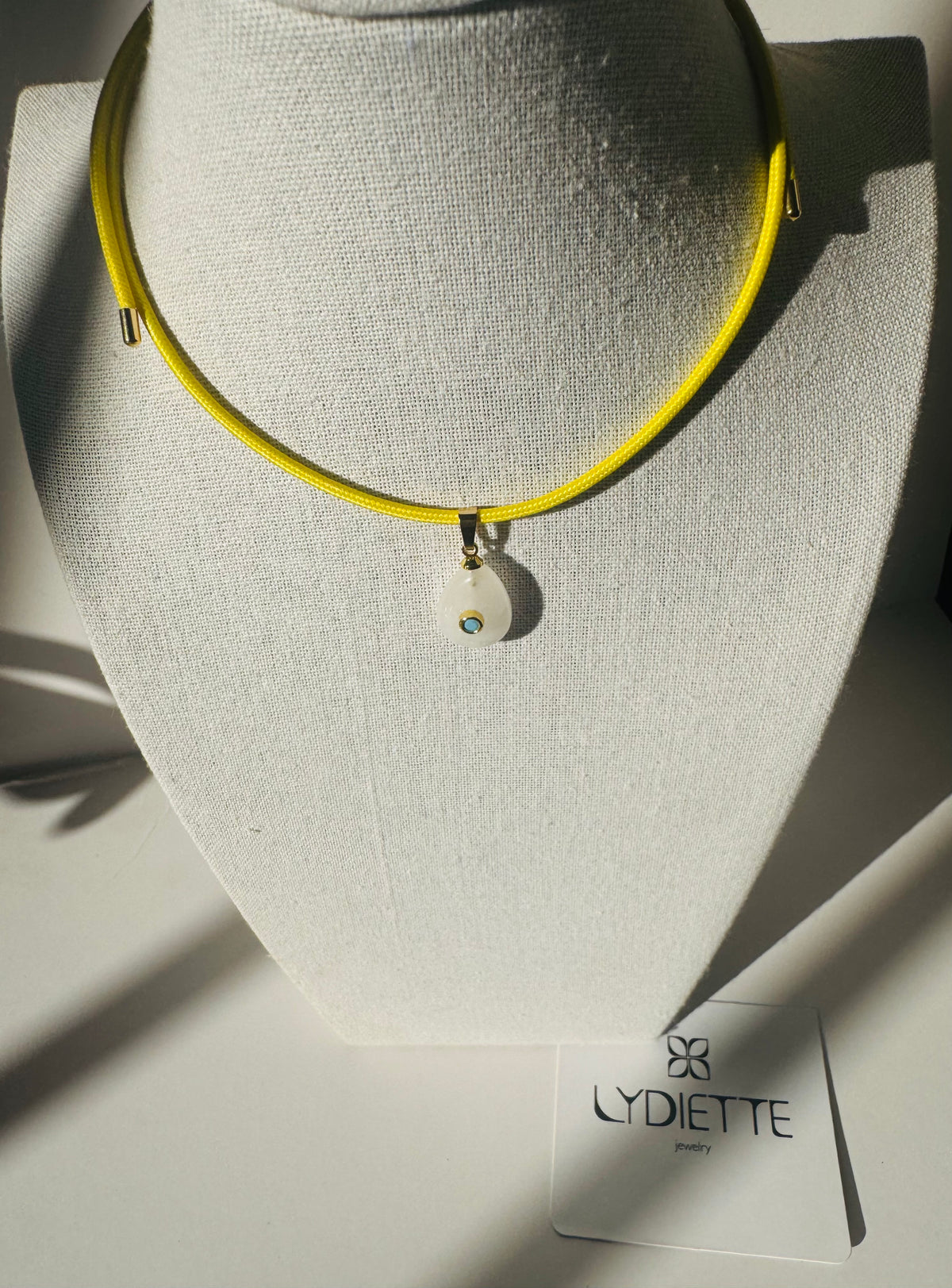 Yellow Magnetic Necklace with White Charm #L179 (both pieces)