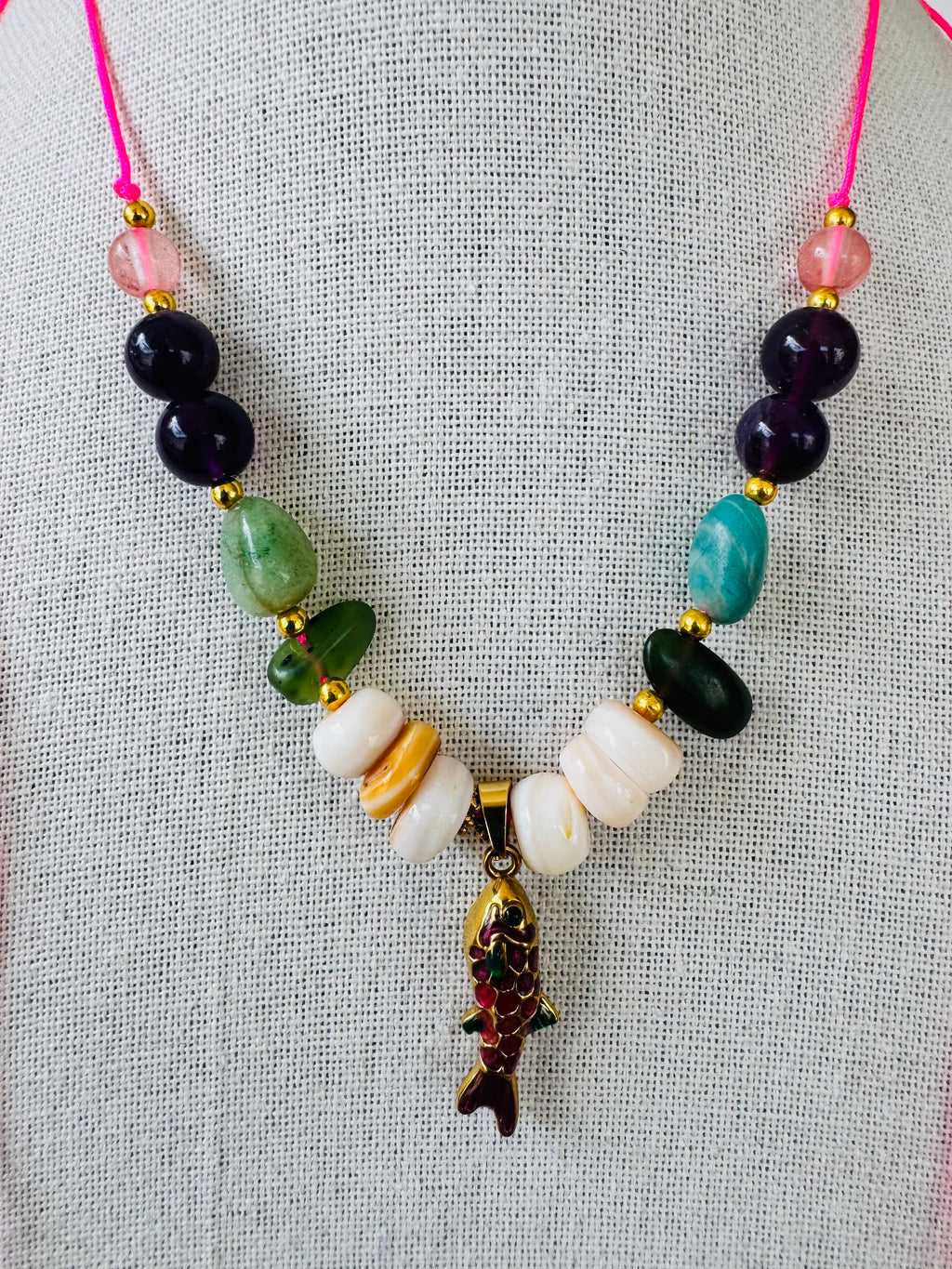 Semi Precious Fish Necklace