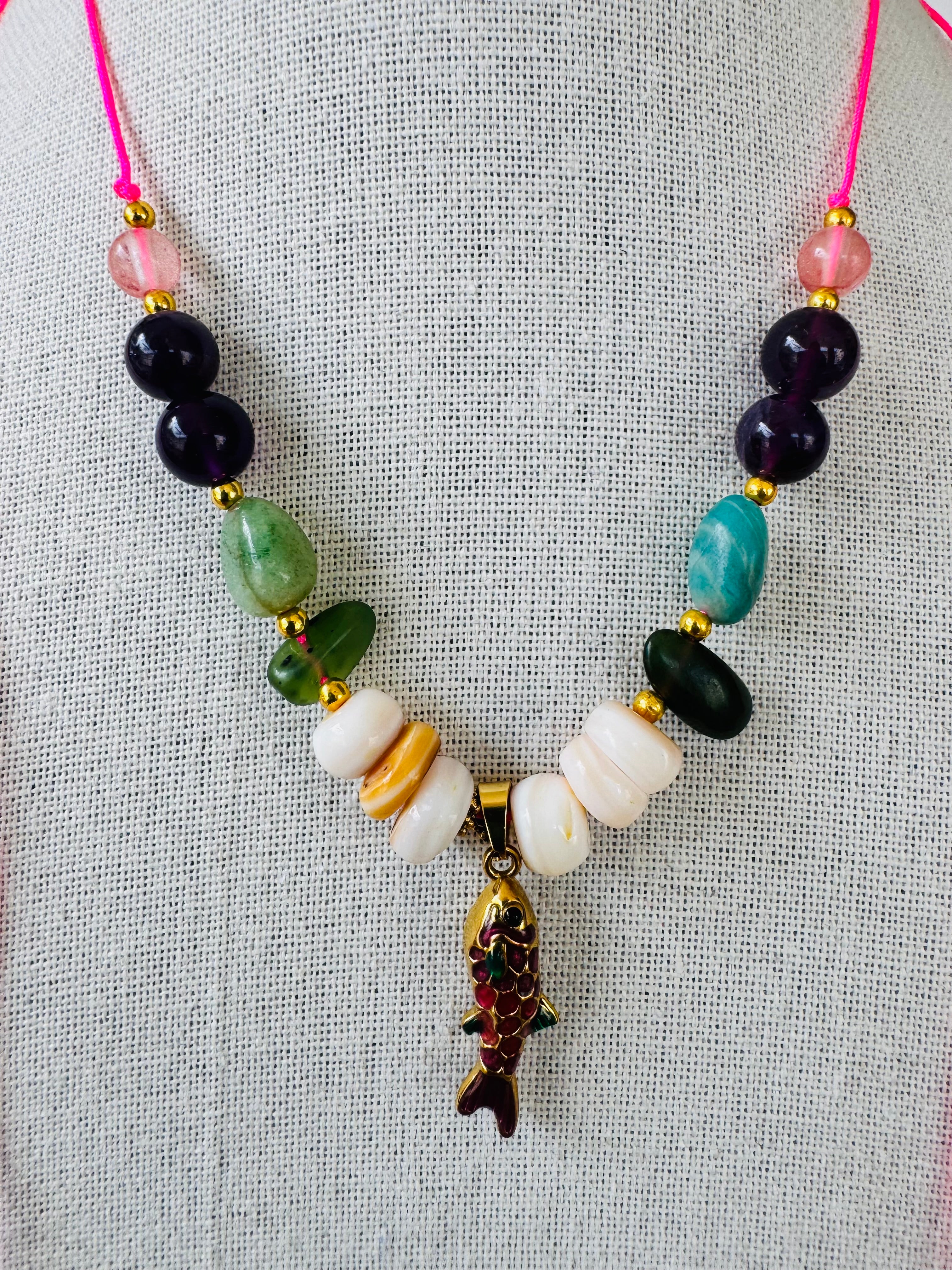 Semi Precious Fish Necklace
