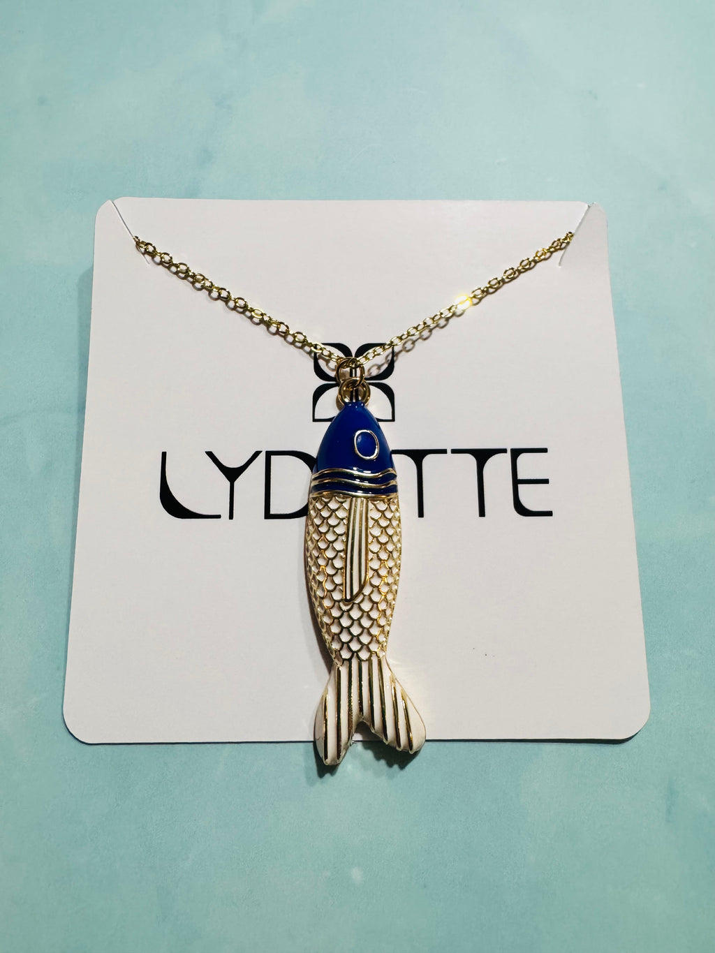 White and Blue Fish Necklace