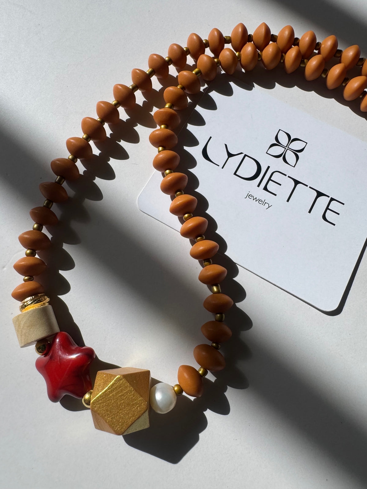 Brown + Red Handmade Necklace #L142
