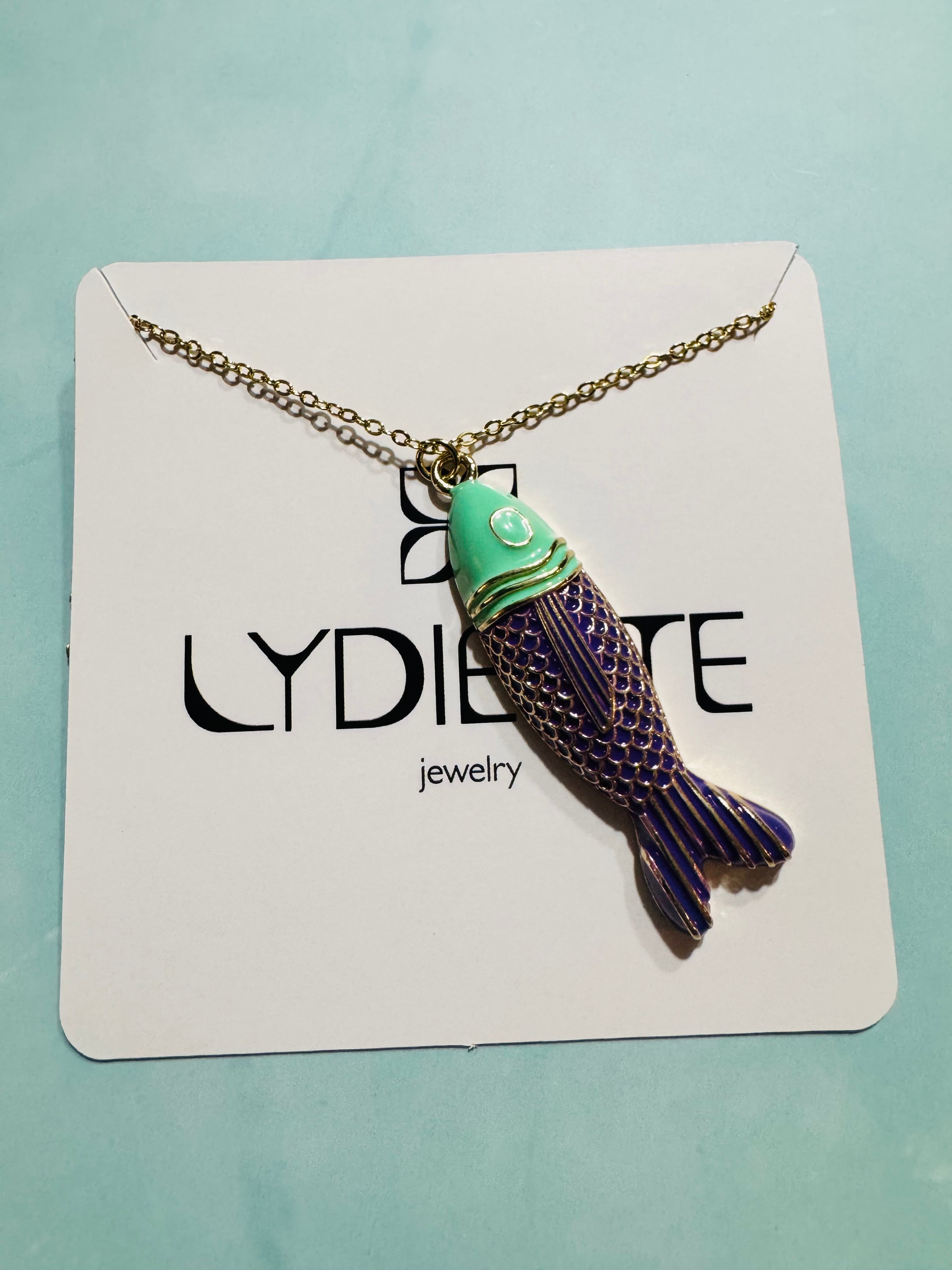 Deep Blue and Green Fish Necklace
