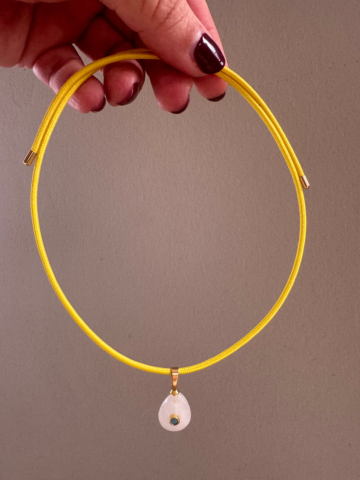 Yellow Magnetic Necklace with White Charm #L179 (both pieces)