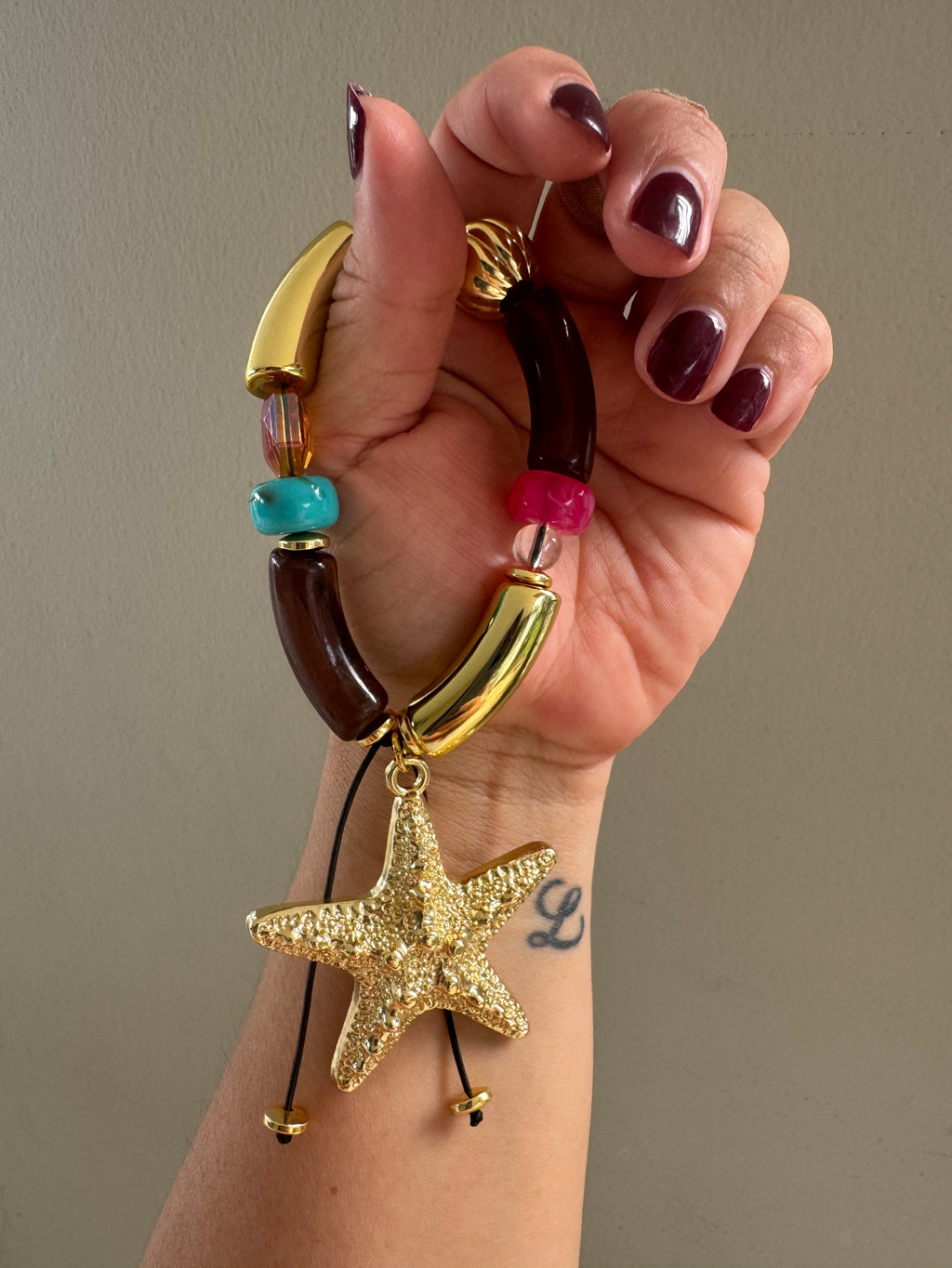 Handmade Elastic Gold Star Bracelet #L175