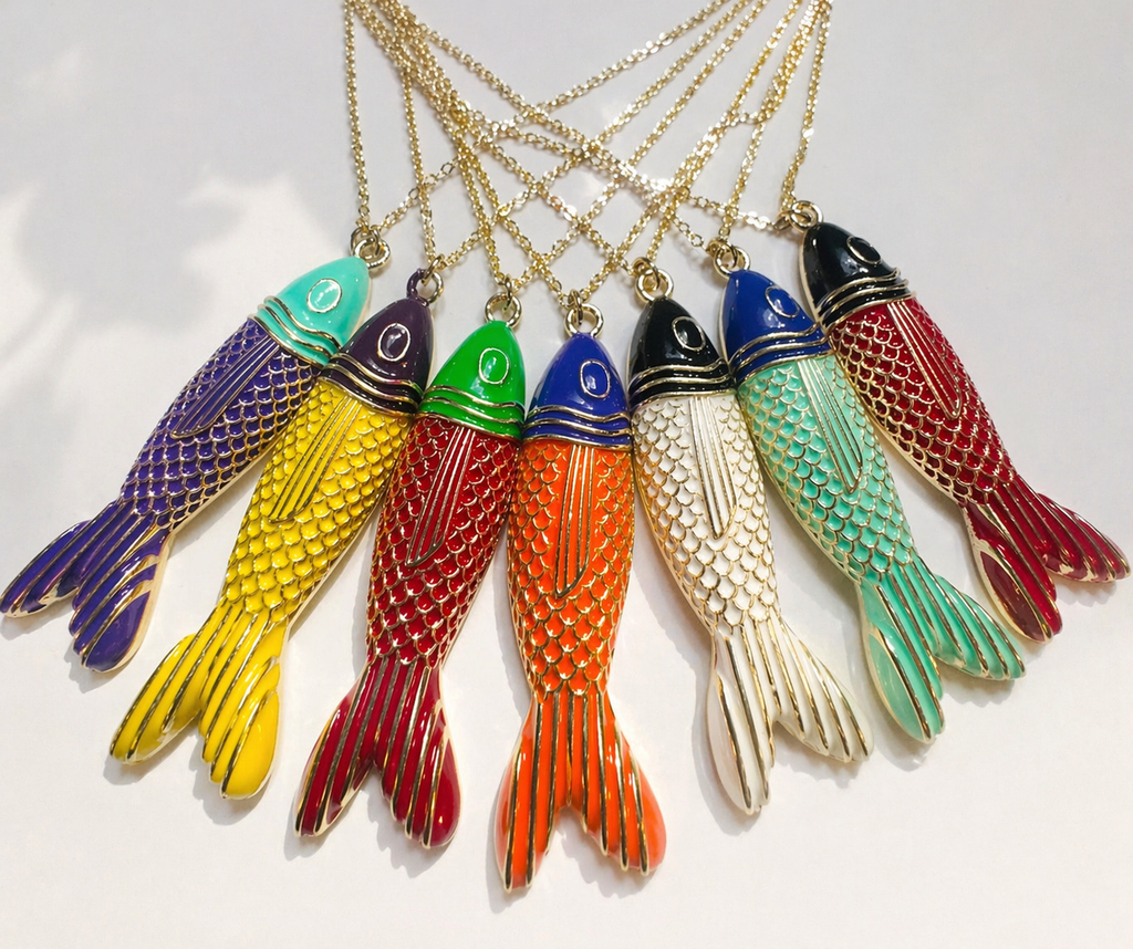 Blue and Green Fish Necklace
