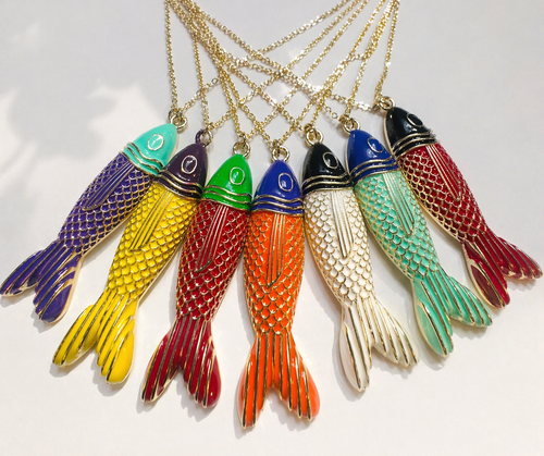 Black and White Fish Necklace