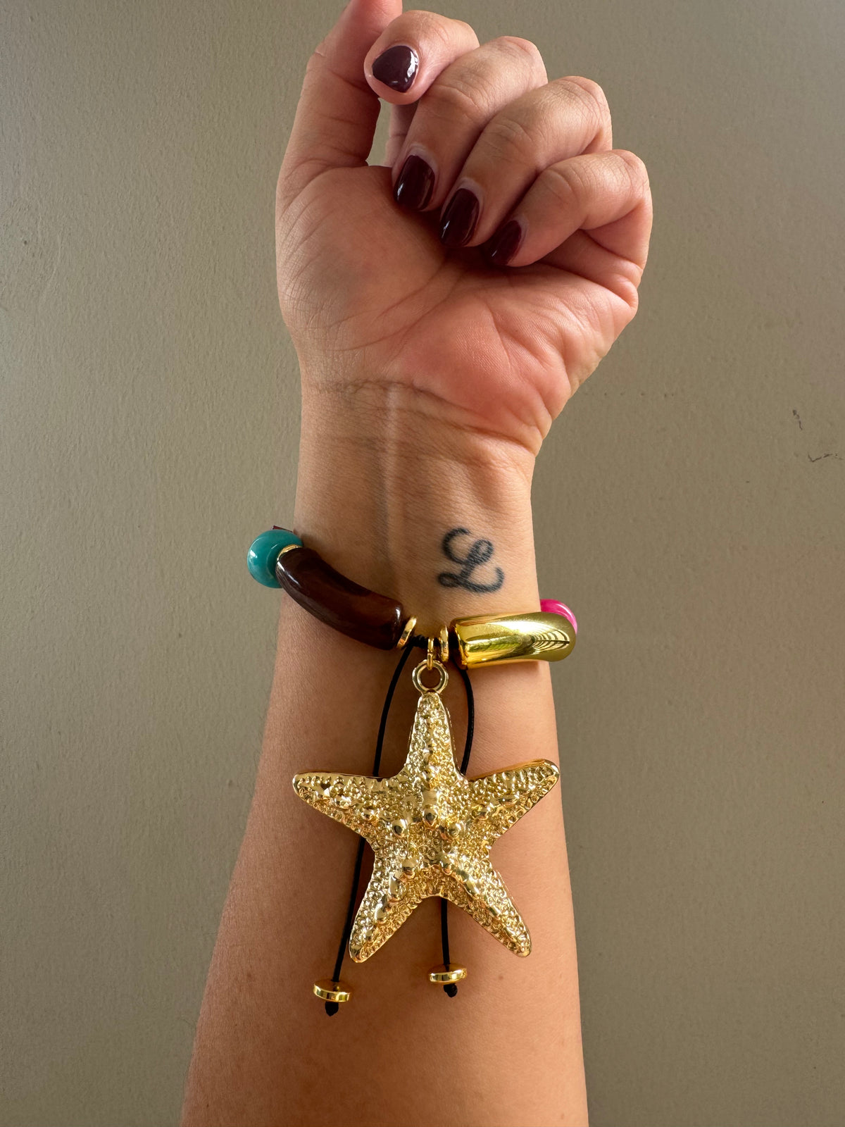 Handmade Elastic Gold Star Bracelet #L175