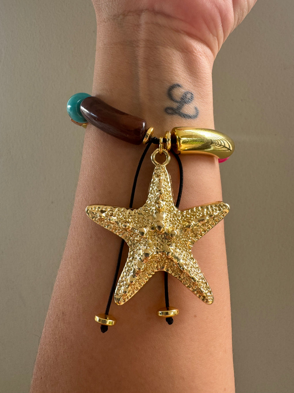 Handmade Elastic Gold Star Bracelet #L175