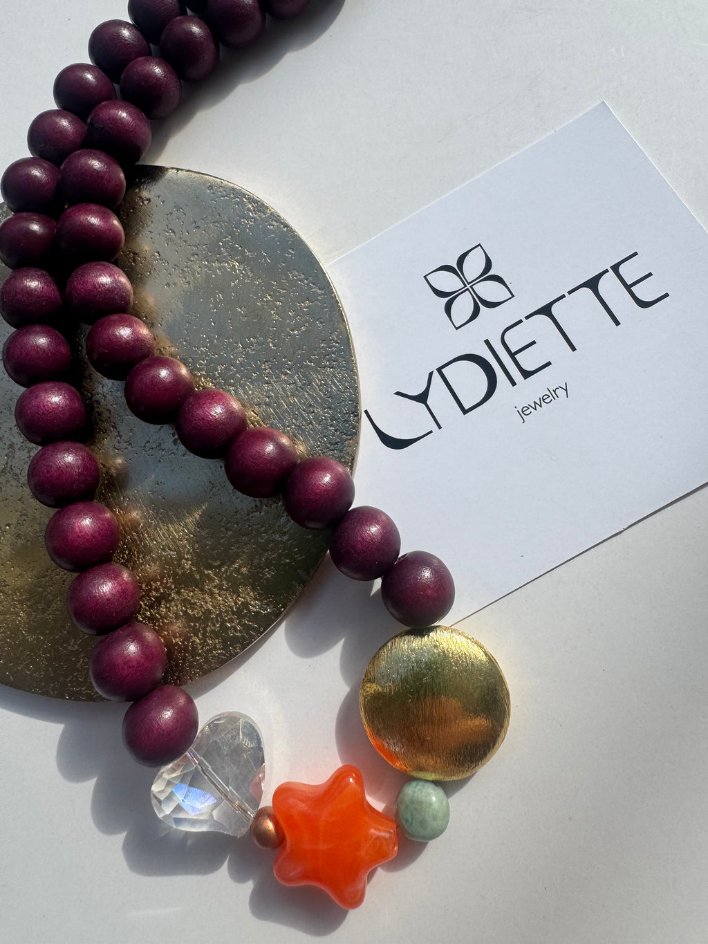Burgundy + Orange Handmade Necklace #L145