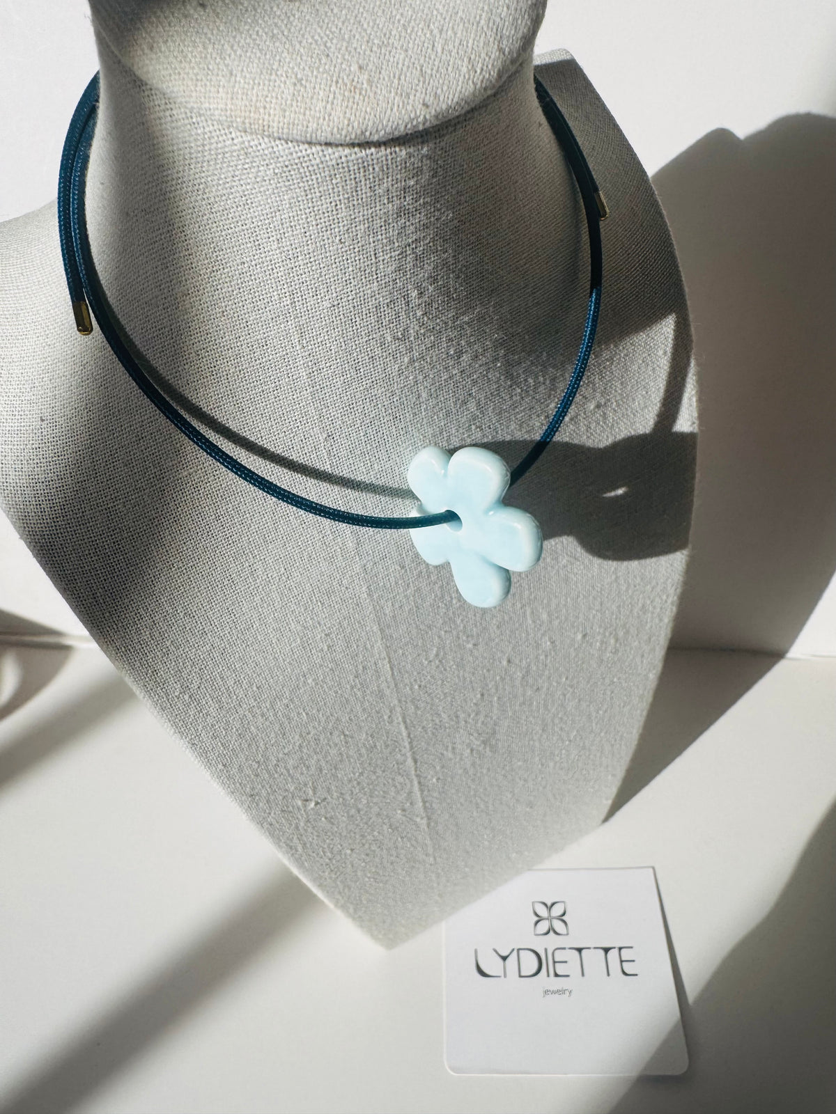 Blue Magnetic Necklace with Blue Flower #L183 (both pieces)