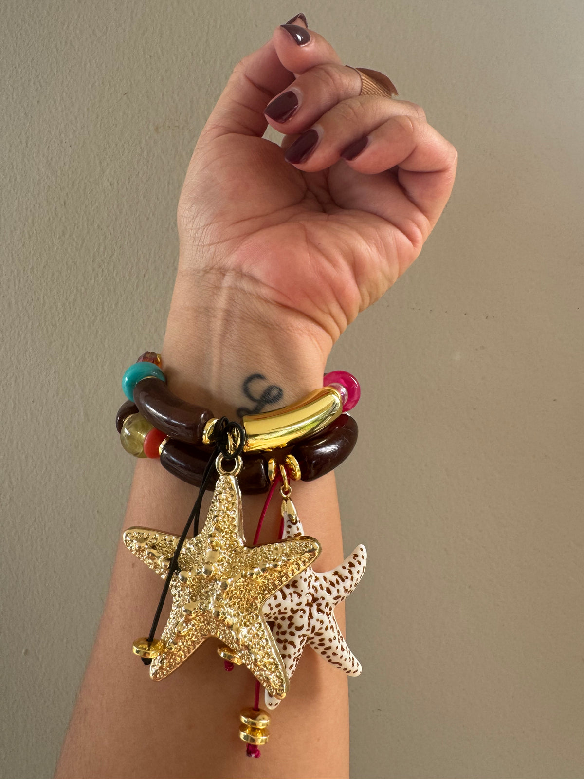 Handmade Elastic Gold Star Bracelet #L175