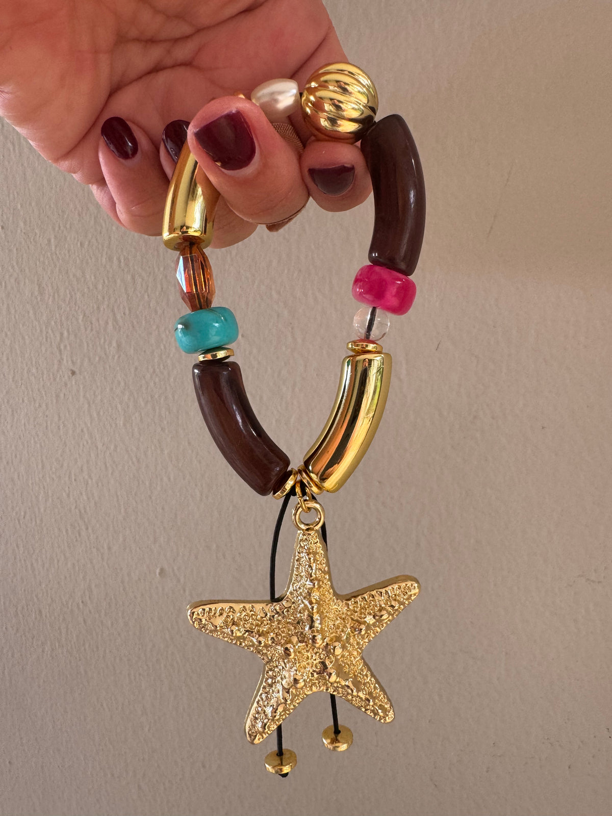 Handmade Elastic Gold Star Bracelet #L175