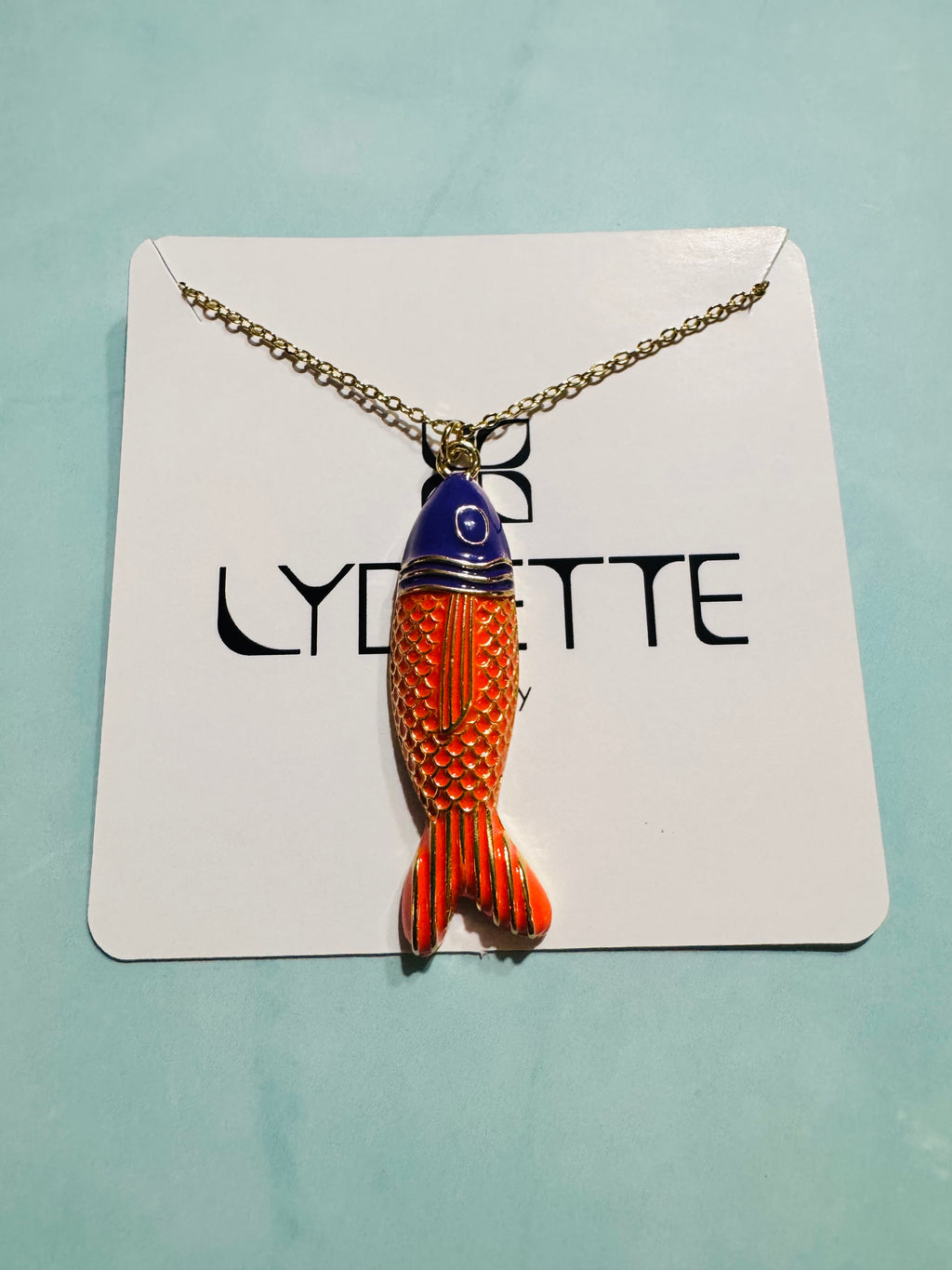 Orange and Blue Fish Necklace