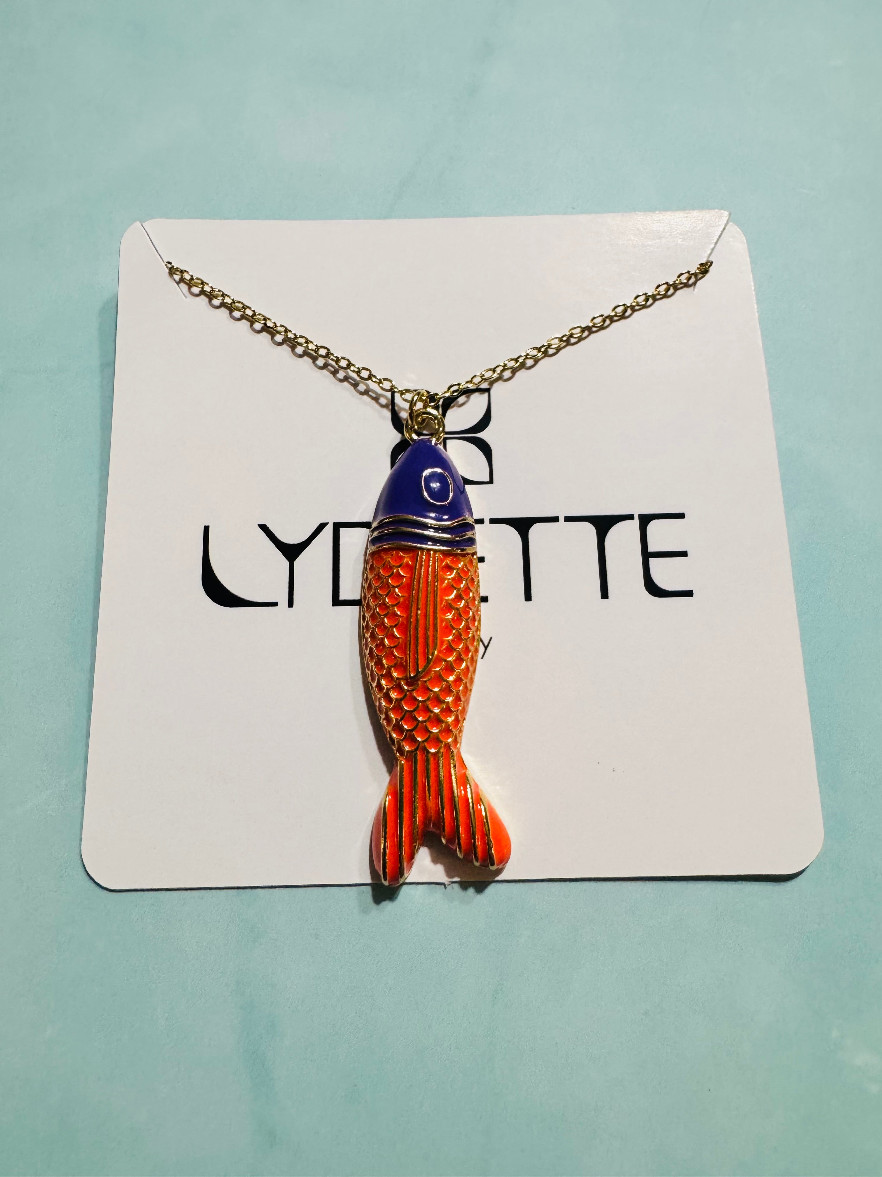 Orange and Blue Fish Necklace
