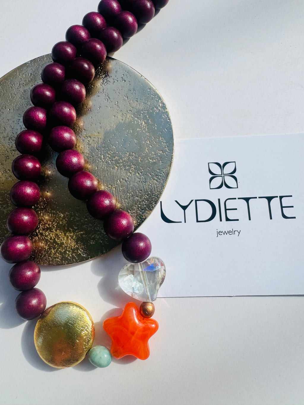 Burgundy + Orange Handmade Necklace #L145