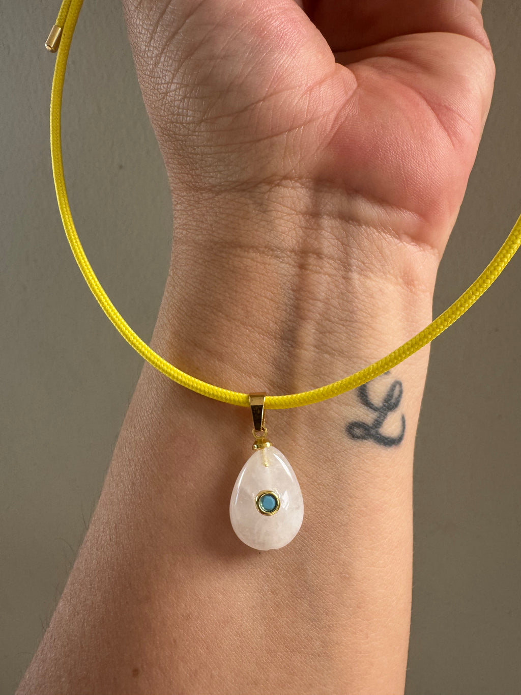 Yellow Magnetic Necklace with White Charm #L179 (both pieces)
