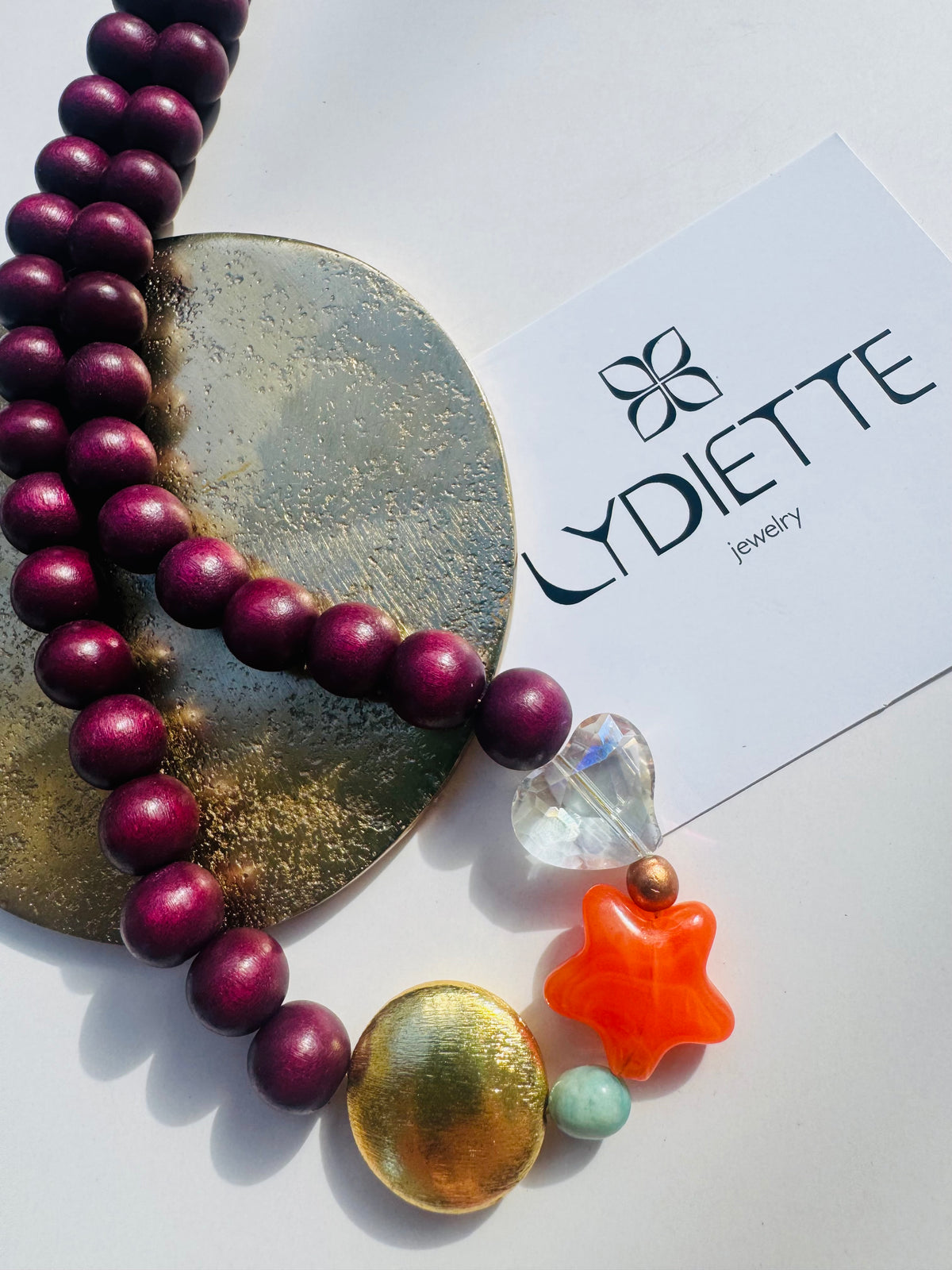 Burgundy + Orange Handmade Necklace #L145