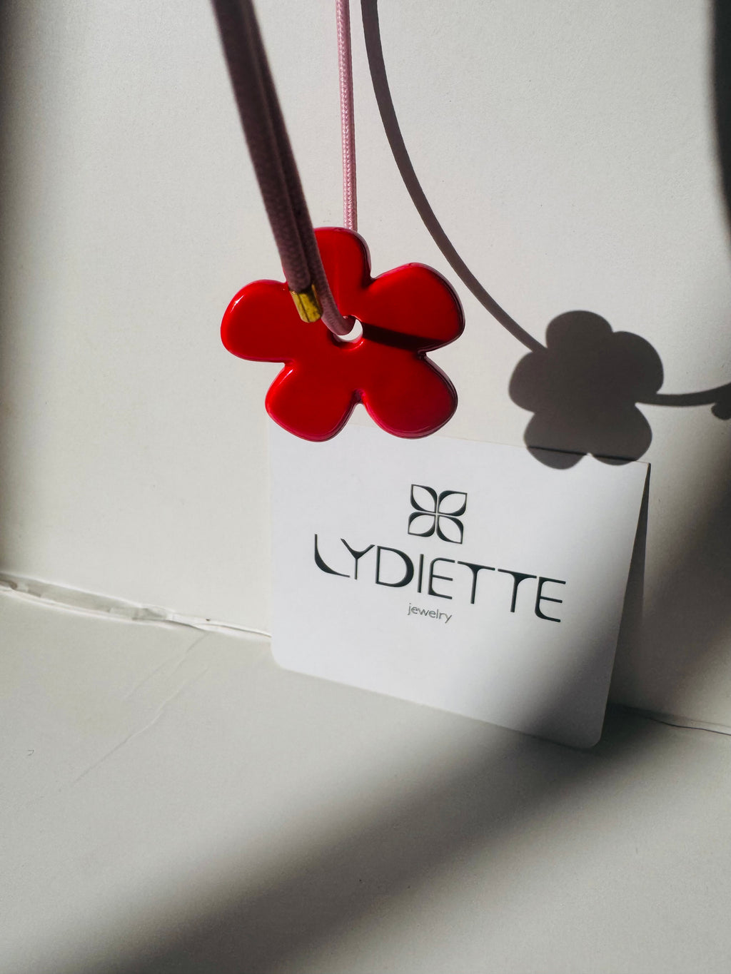 Pink Magnetic Necklace with Red Flower #L182 (both pieces)
