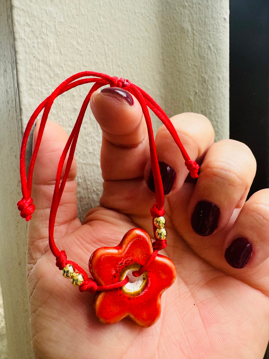 Red Flower Handmade Bracelet #L162