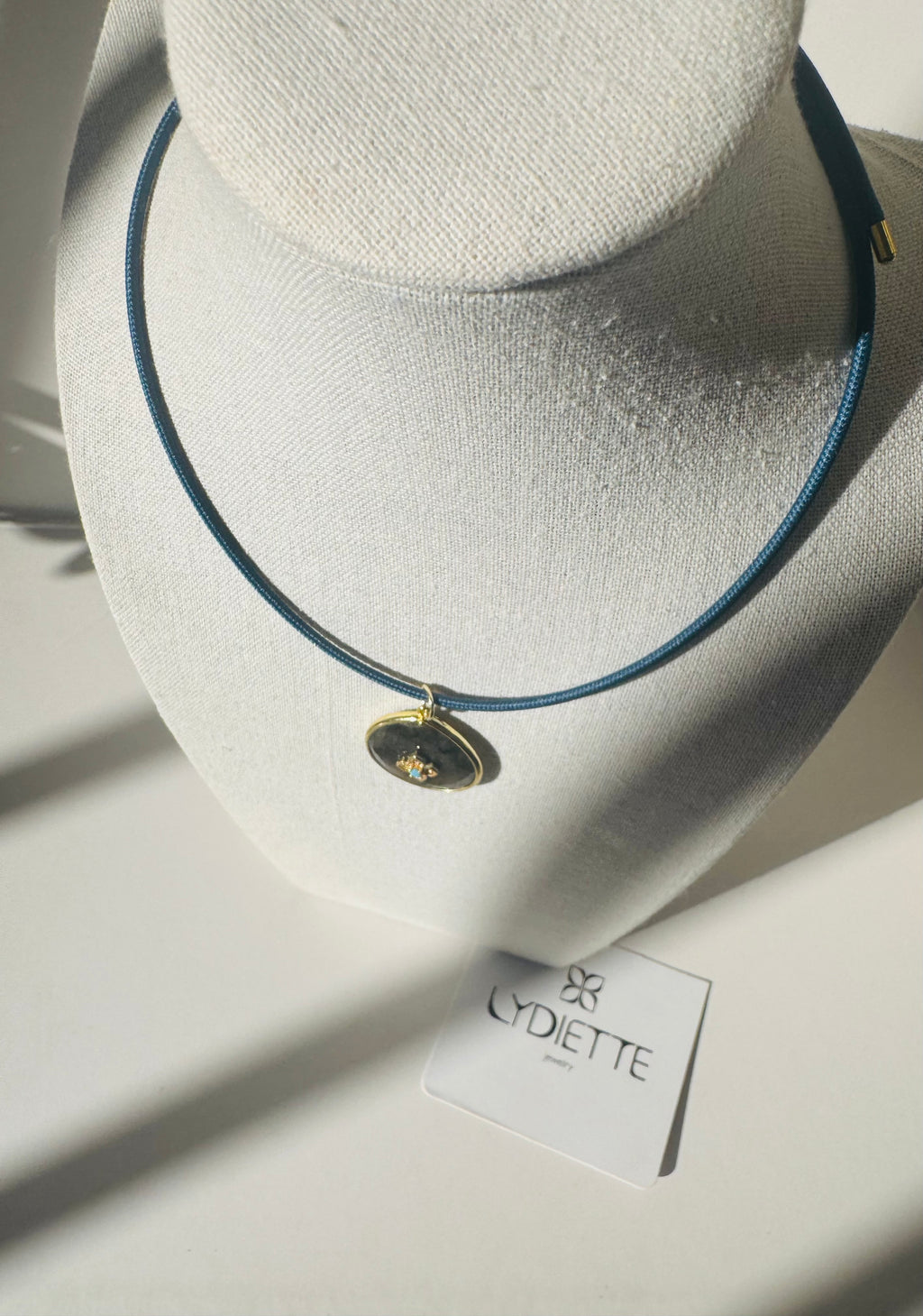 Dark Blue Magnetic Necklace with Charm #L180 (both pieces)