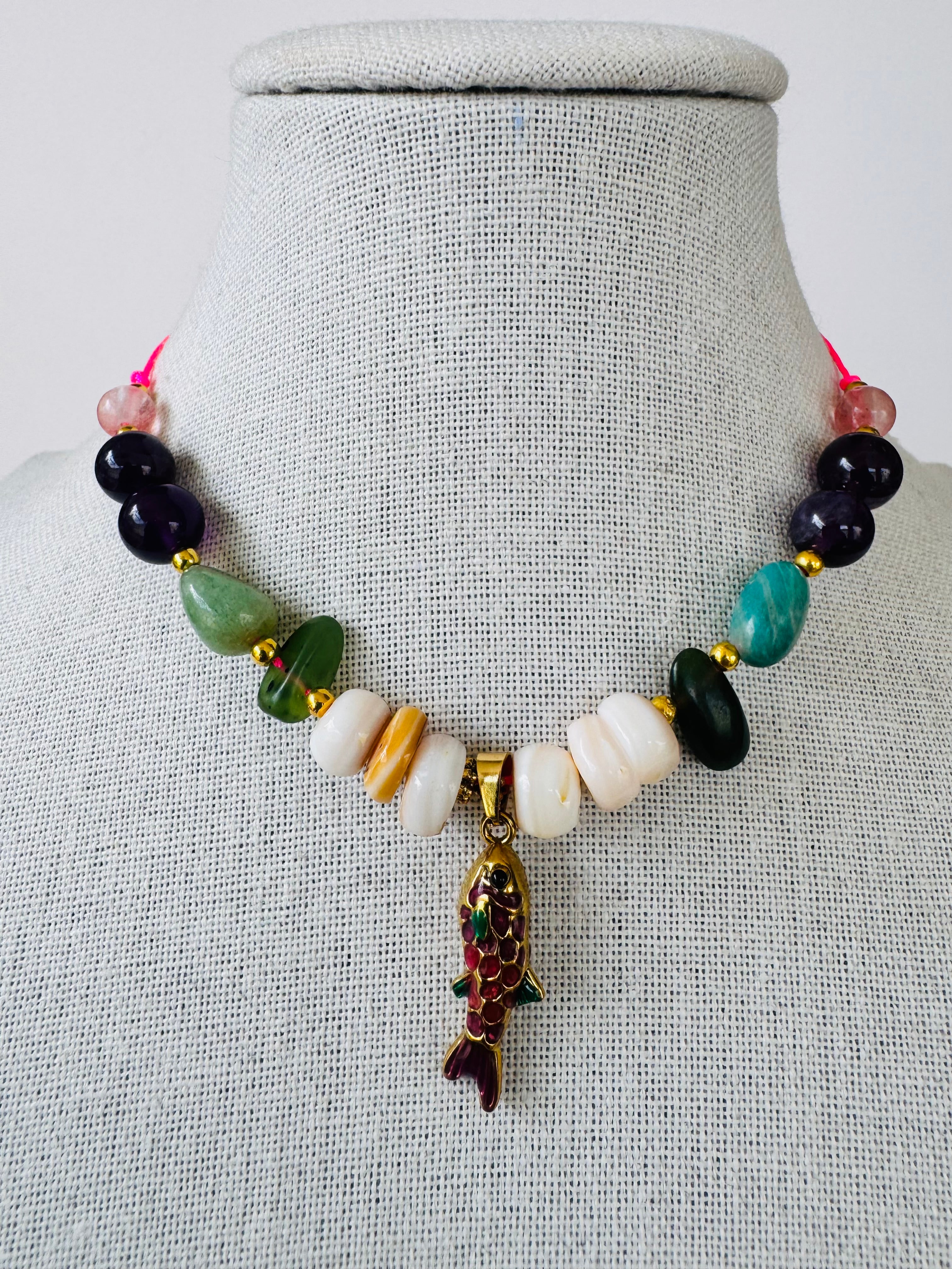 Semi Precious Fish Necklace