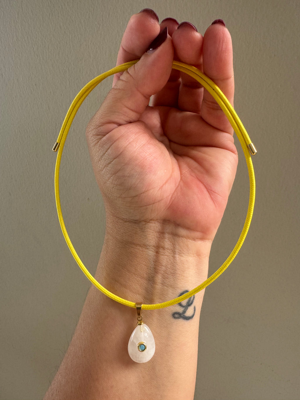Yellow Magnetic Necklace with White Charm #L179 (both pieces)
