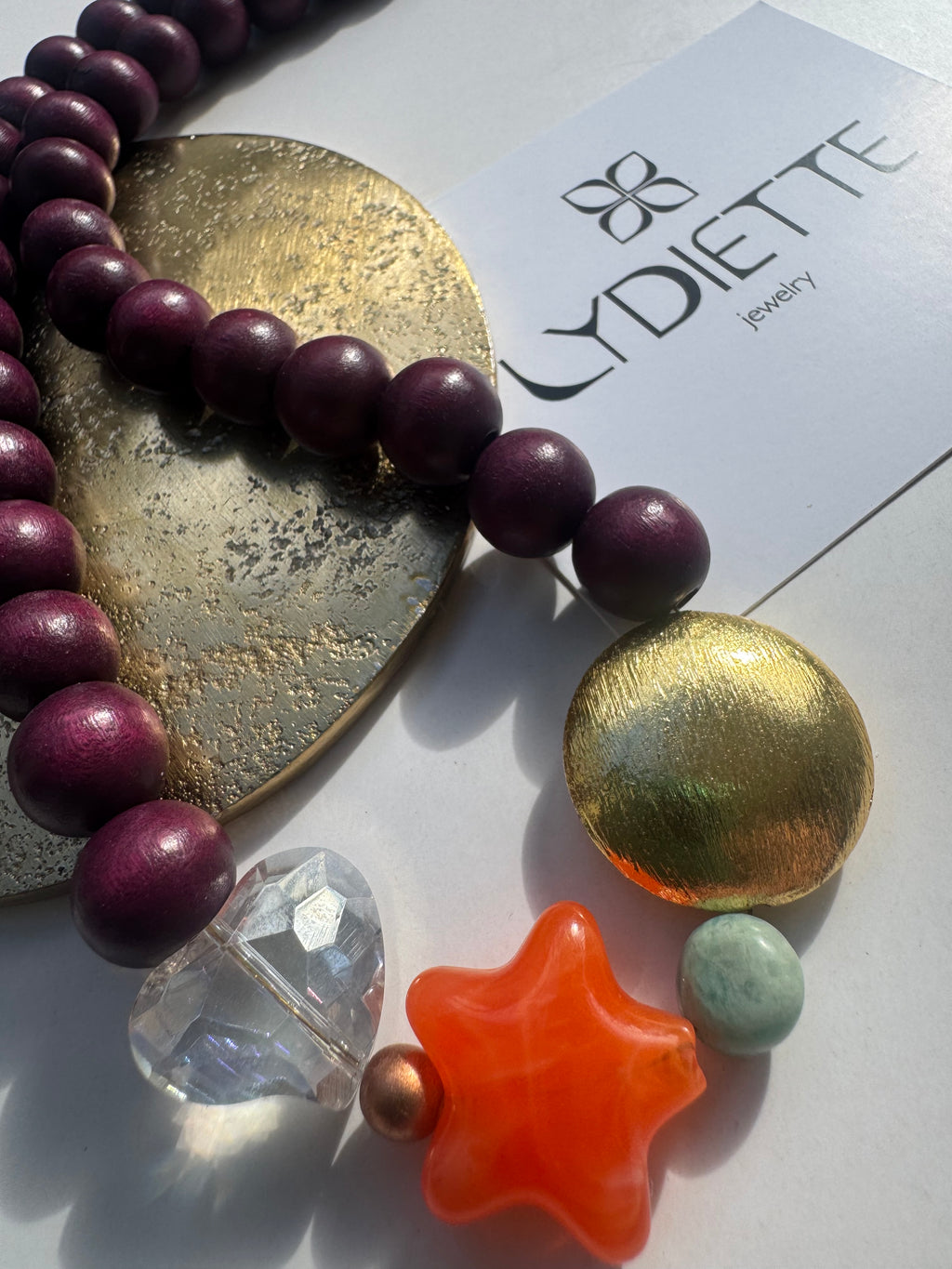 Burgundy + Orange Handmade Necklace #L145