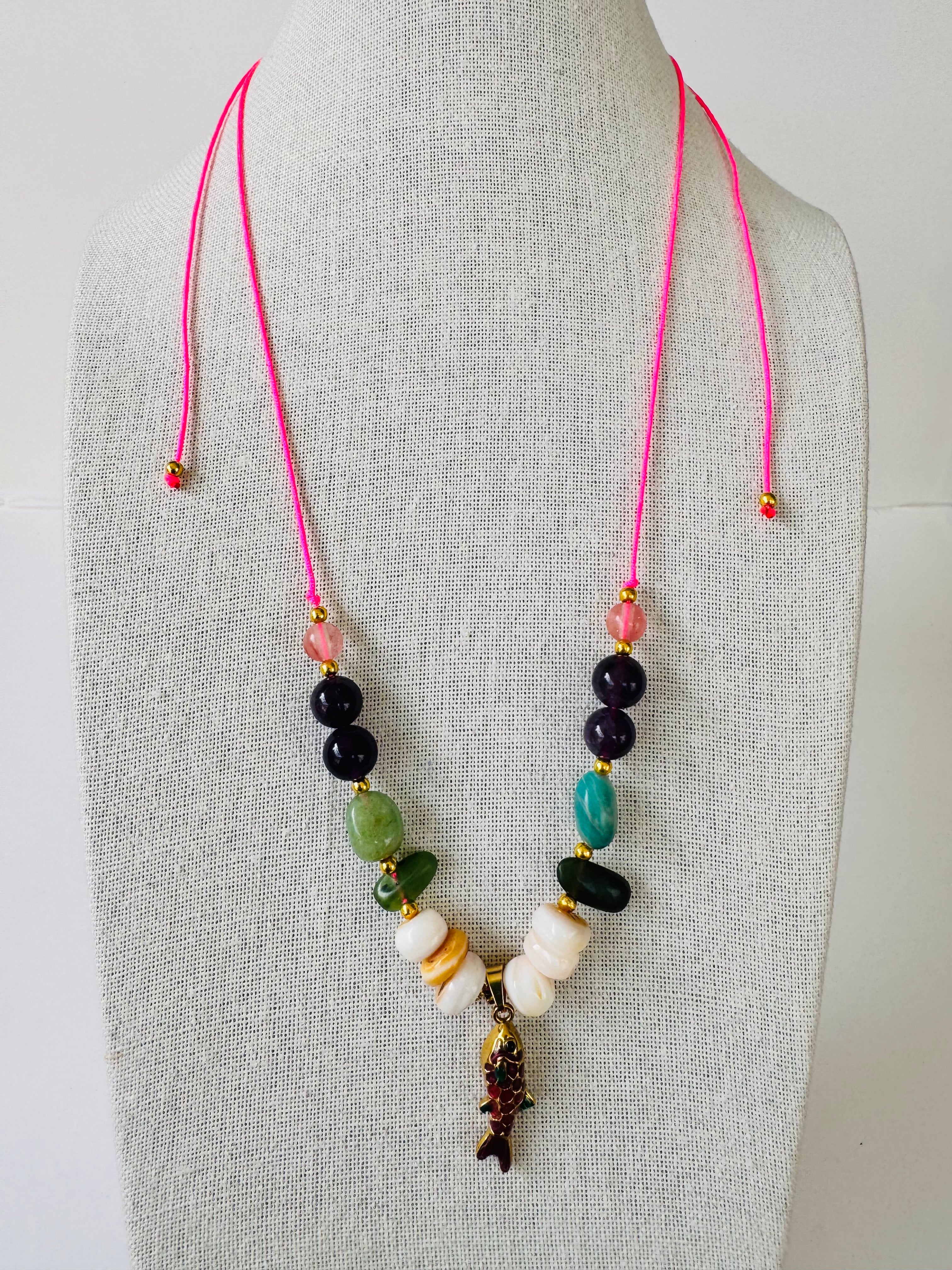 Semi Precious Fish Necklace