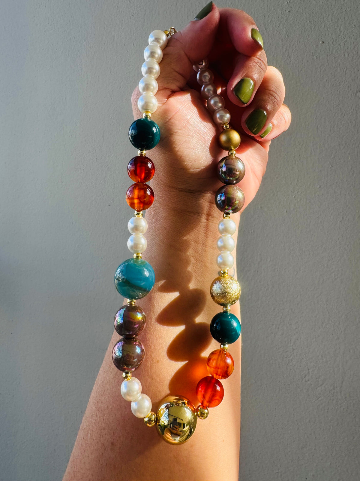 Handmade Color + Pearls Necklace #L196