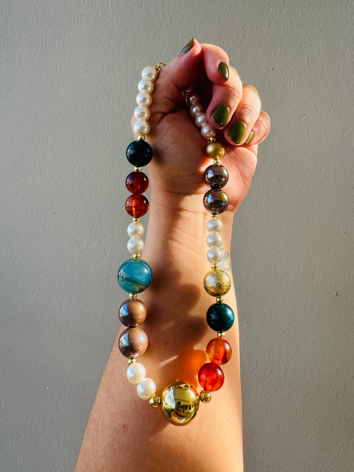 Handmade Color + Pearls Necklace #L196