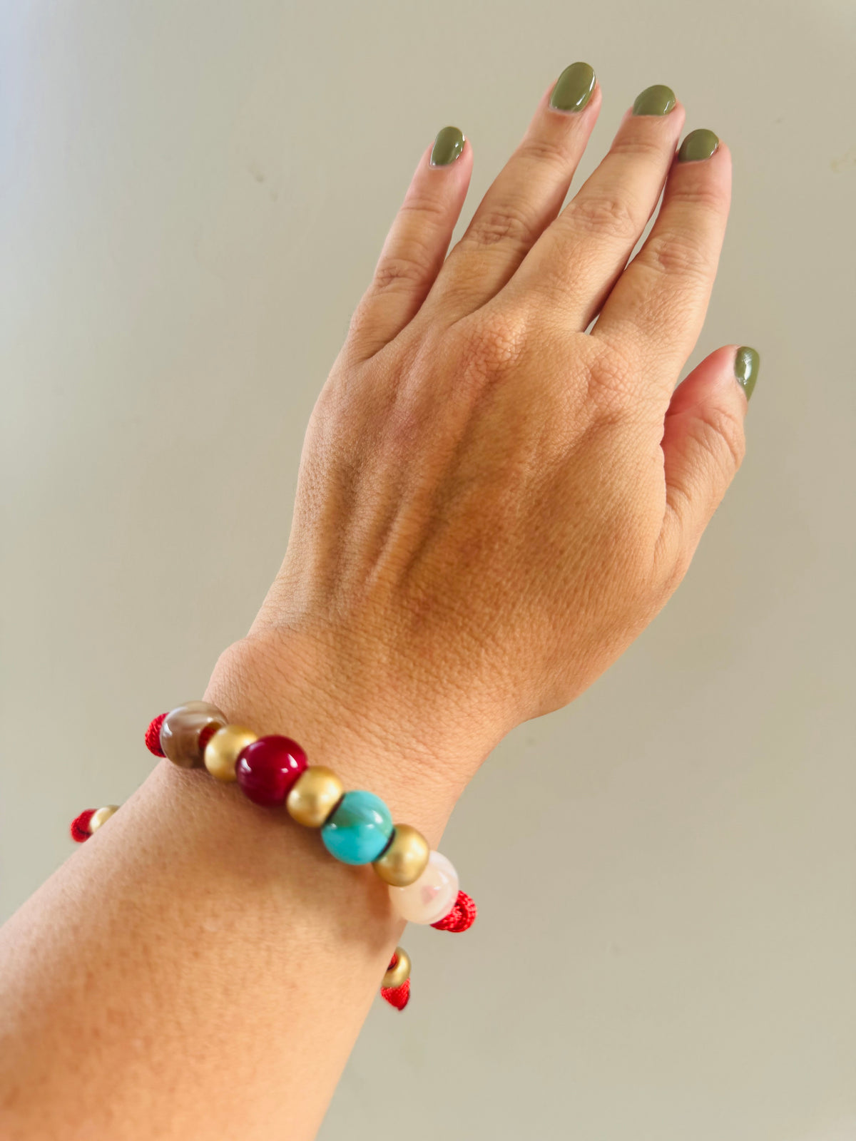 Handmade Adjustable Colorful on Red Bracelet (sold separately) #L213