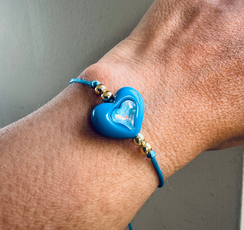 Handmade Adjustable Blue Heart Bracelet #L202