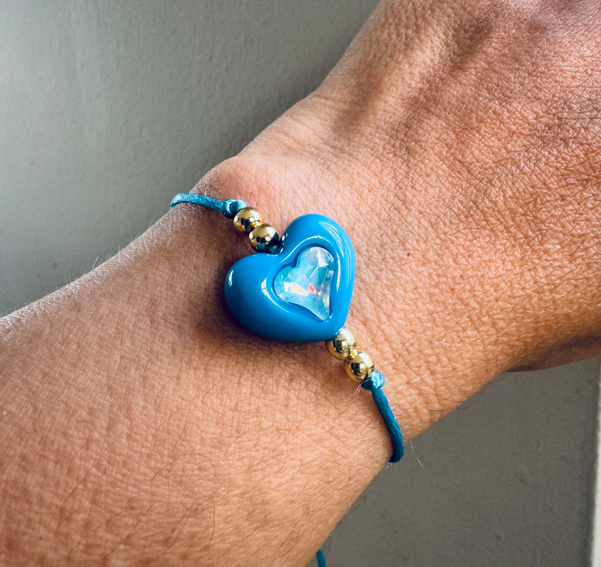 Handmade Adjustable Blue Heart Bracelet #L202