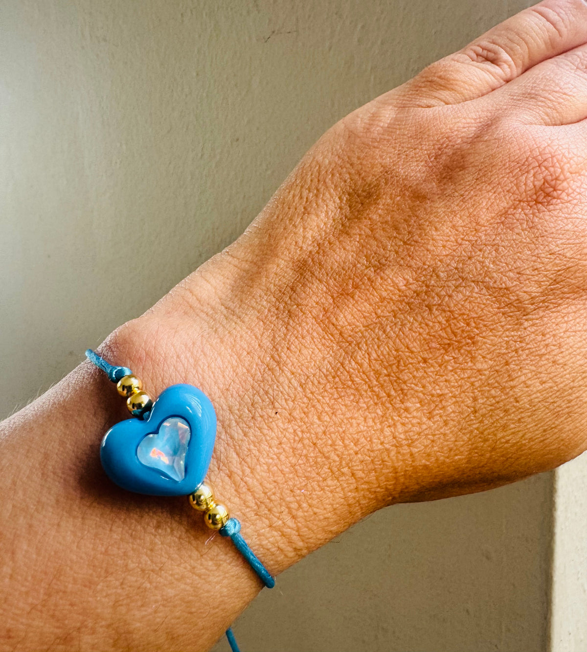 Handmade Adjustable Blue Heart Bracelet #L202