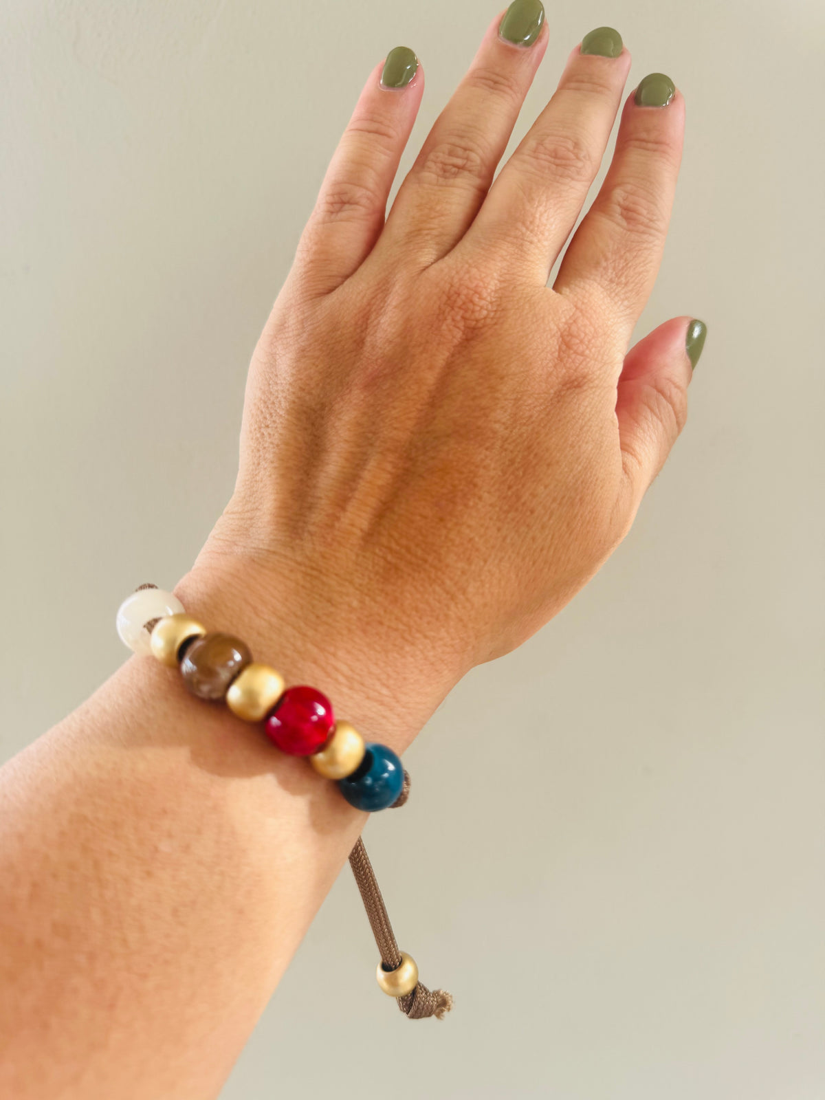 Handmade Adjustable Colorful on Brown Bracelet (sold separately) #L212